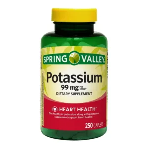 Spring Valley Potassium Heart Health Dietary Supplement Caplets, 99 mg, 250 Count